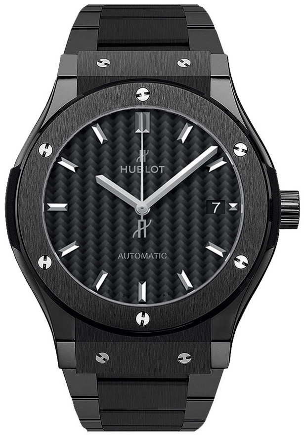 Classic Fusion Black Magic 45mm Automatic in Black Ceramic On Ceramic Bracelet with Black Carbon Fiber Dial