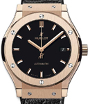 Classic Fusion Mens 45mm Automatic in Rose Gold On Black Alligator Strap with Black Dial