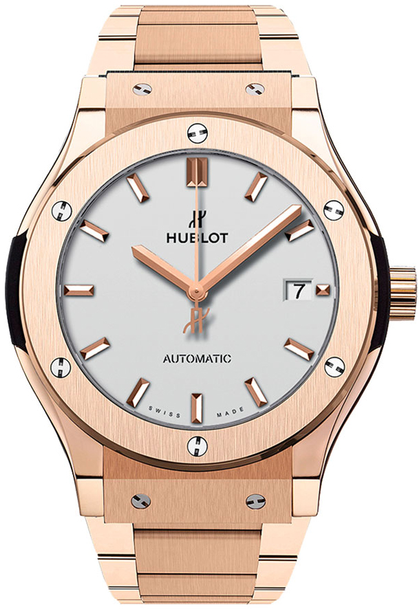 Classic Fusion 45mm Automatic in Rose Gold On Rose Gold Bracelet with Silver Index Dial