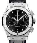 Classic Fusion Chronograph 42mm Automatic in Titanium On Black Leather Strap with Black Index Dial