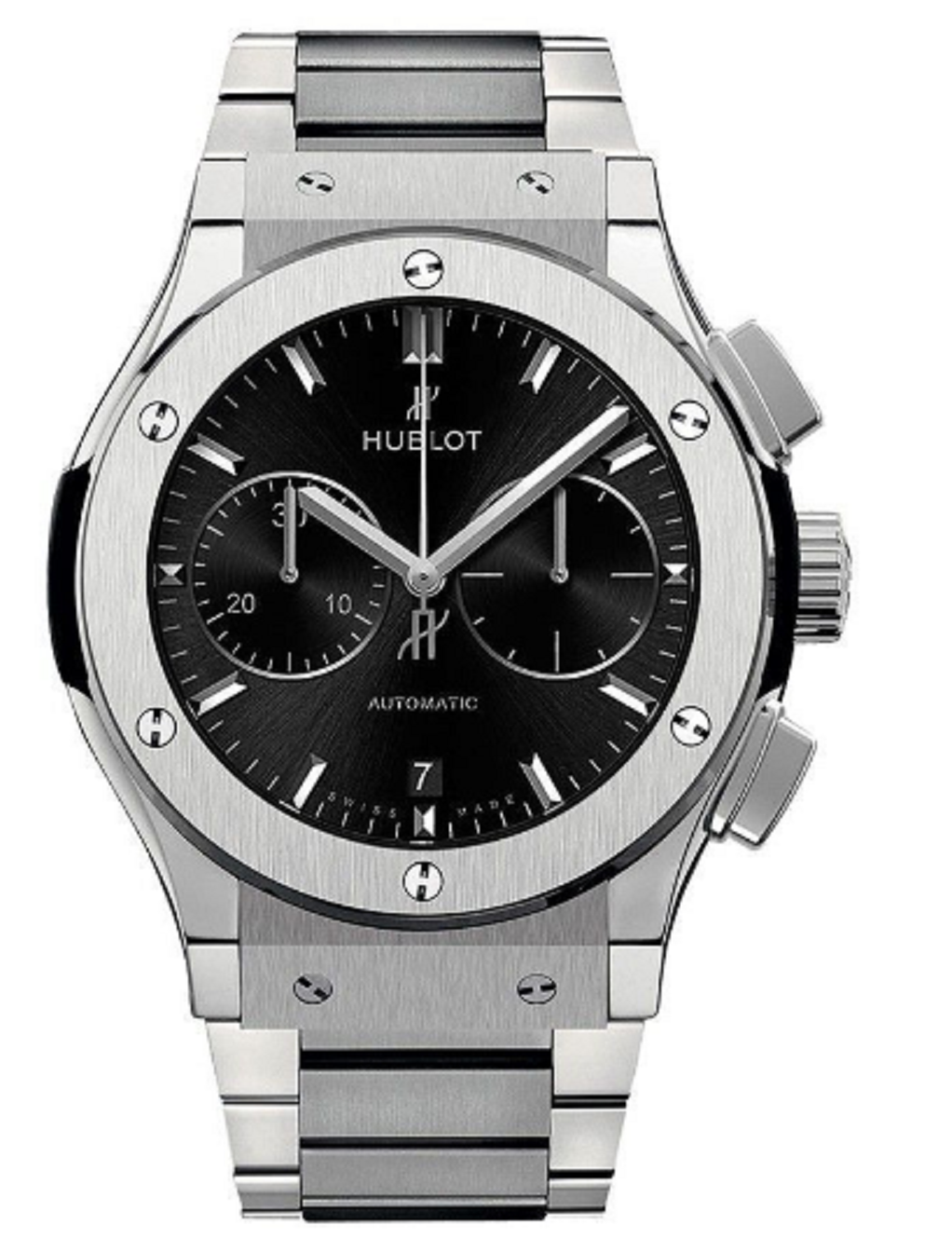 Classic Fusion Chronograph 42mm Automatic in Titanium On Titanium Bracelet with Black Dial