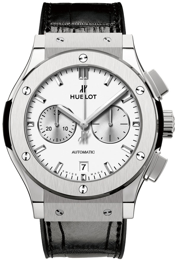 Classic Fusion Chronograph 42mm Automatic in Titanium On Black Alligator Strap with Silver Dial