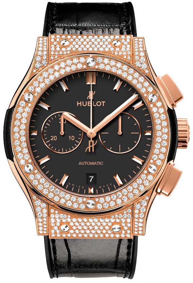 Hublot Classic Fusion Chronograph 42mm Automatic in Rose Gold with Diamond Bezel