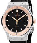 Classic Fusion 42mm Automatic in Titanium with Rose Gold Bezel On Black Leather Strap with Black Index Dial