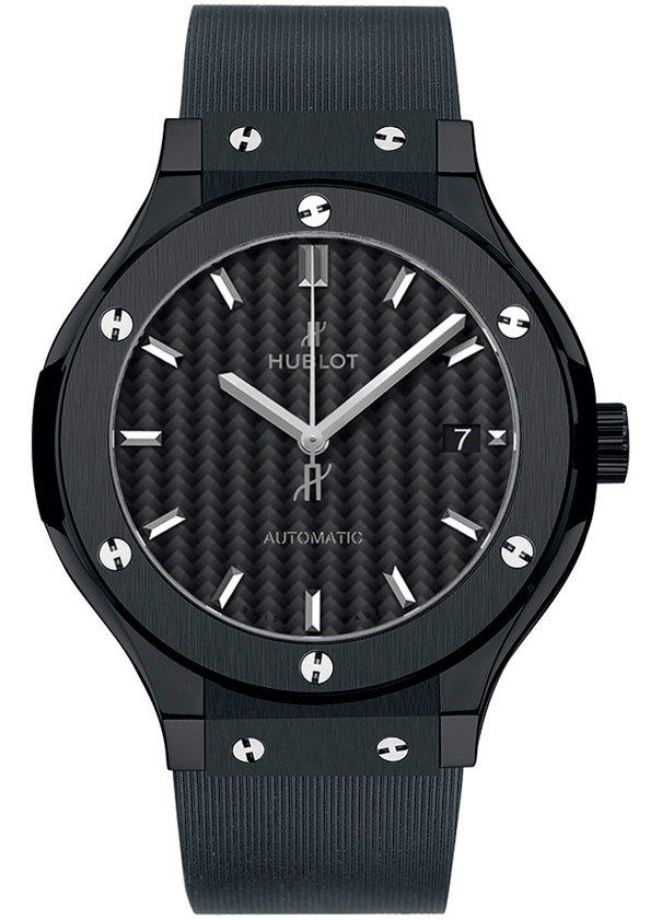 Classic Fusion Black Magic 38mm Automatic in Black Ceramic on Black Rubber Strap with Black Carbon Fiber Dial