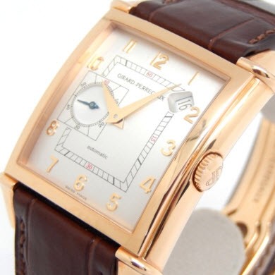 Vintage 1945  King Size Petite Seconde  Rose Gold on Strap with Silver Arabic Dial 