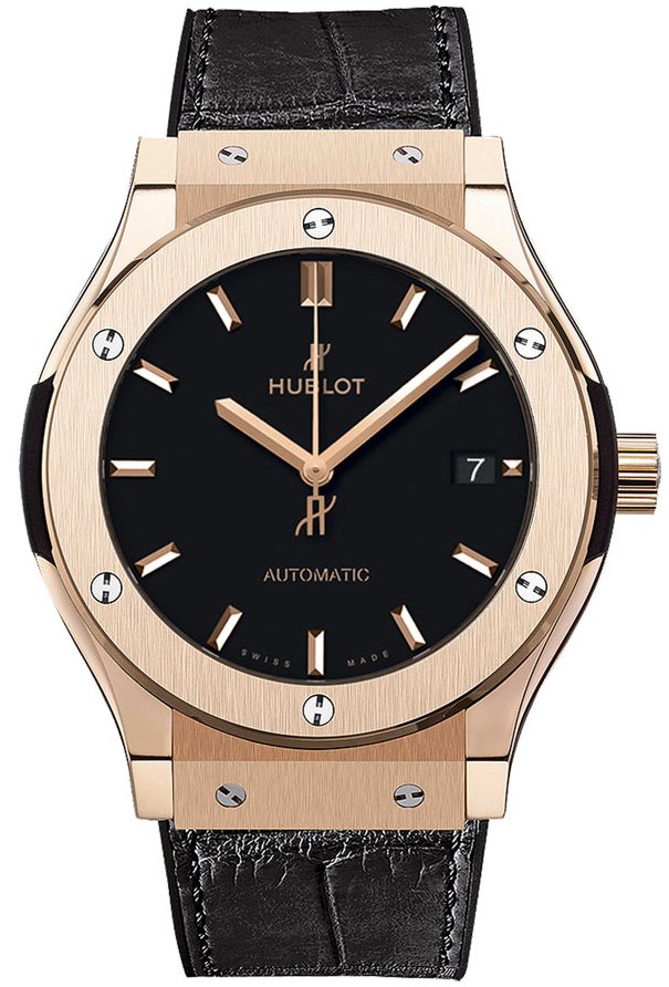 Classic Fusion 38mm Automatic in Rose Gold On Black Alligator Strap with Black Index Dial