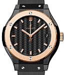 Classic Fusion 33mm Quartz in Black Ceramic with Rose Gold Bezel On Black Rubber Strap with Black Carbon Fiber Dial
