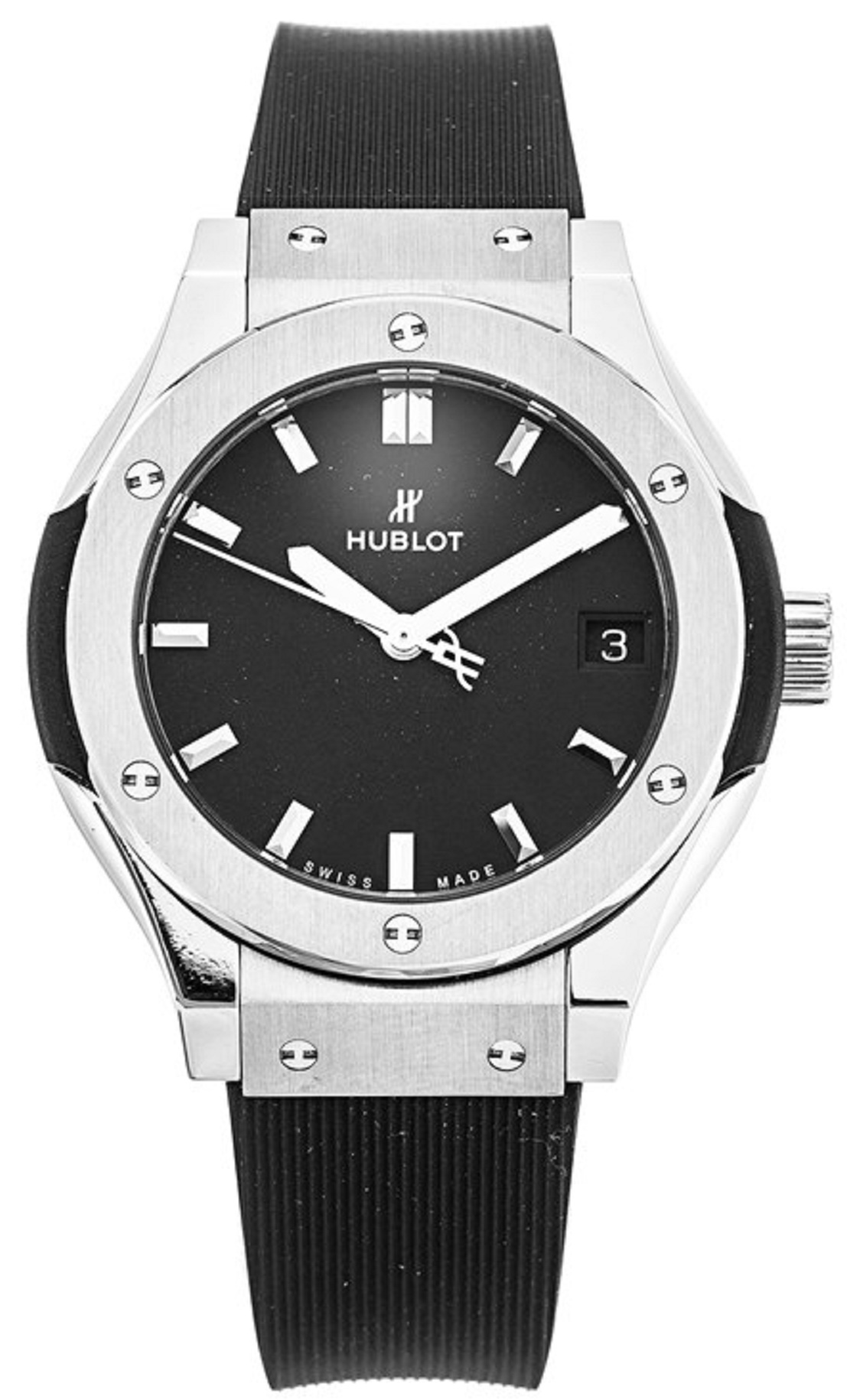 Classic Fusion 33mm Quartz in Titanium On Black RUbber Strap with Black Index Dial