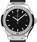 Classic Fusion Ladies 33mm Quartz in Titanium Black Rubber Strap - Black Index Dial - Diamond Bezel
