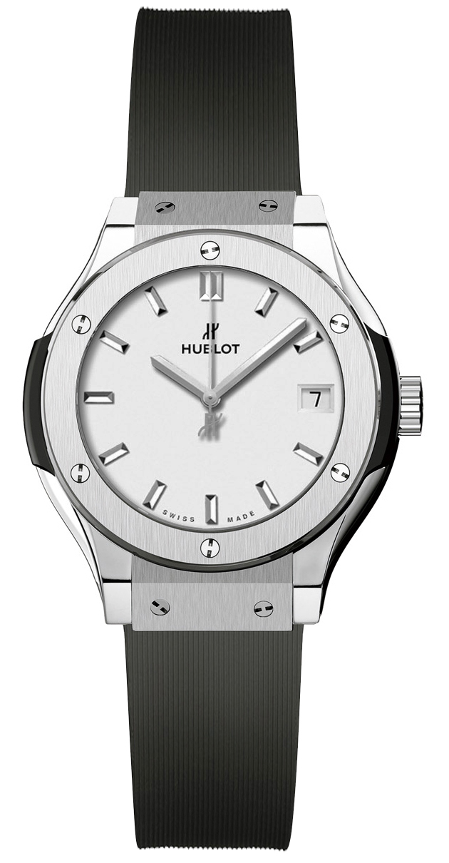 Classic Fusion 33mm Quartz in Titanium On Black Rubber Strap with Silver OPaline Dial