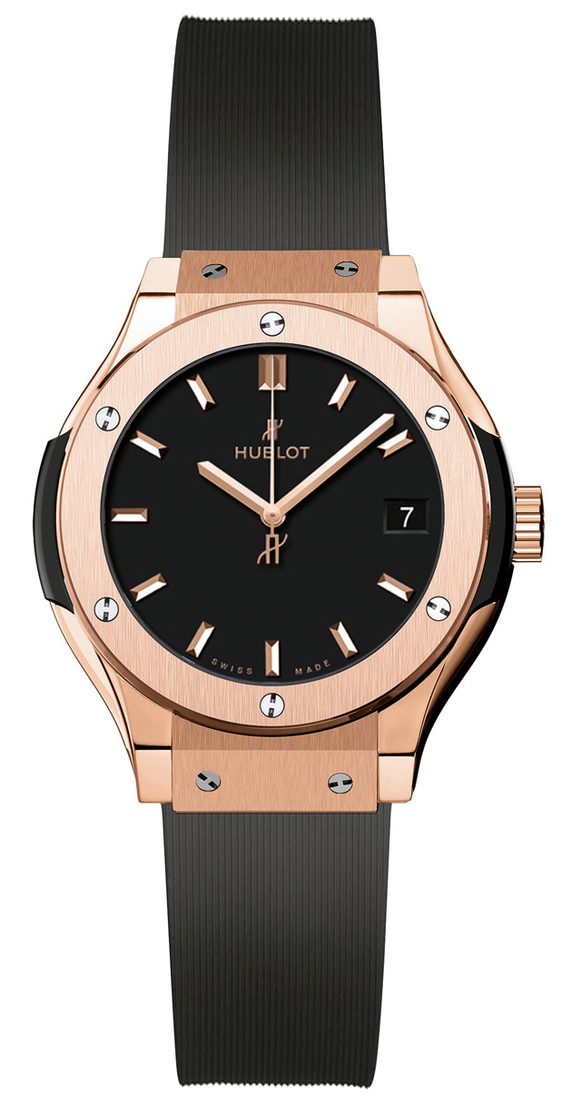 Classic Fusion 33mm Quartz in Rose Gold On Black Rubber Strap with Black Index Dial
