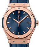 Classic Fusion 33mm Quartz in Rose Gold on Blue Leather Strap with Matte Blue Dial