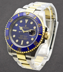 2-Tone Submariner with Yellow Gold Ceramic Bezel on Oyster Bracelet with Blue Dial