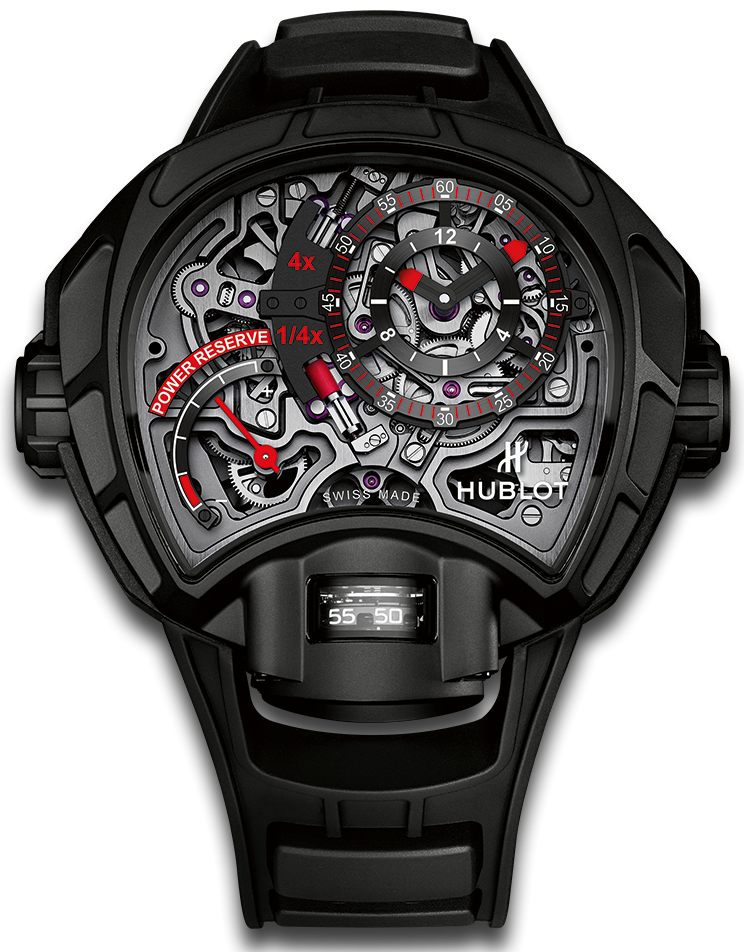 MP 12 Key of Time 53mm in Black PVD Titanium On Black Rubber Strap with Black Skeleton Dial