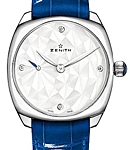 Star Ladies 33mm in Steel On Blue Alligator Leather Strap with White Lacquered Diamond Dial