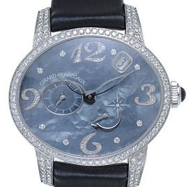 Cat's Eye Power Reserve in White Gold with Diamonds on Strap with Blue Mother of Pearl Dial
