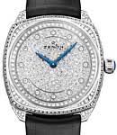 Star 33mm Ladies Atuomatic in White Gold with Diamond Bezel On Black Satin Strap with Pave Diamond Dial