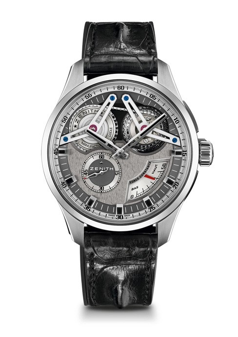 Academy Georges Favre-Jacot Mens 46mm Manual in Titanium on Black Alligator Strap with Slate Grey Toned Velvet Finished Dial