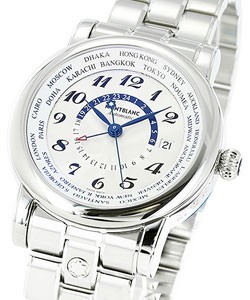 Star Mens 42mm Automatic in Steel on Steel Bracelet with Silver Arabic Dial and Blue Accents