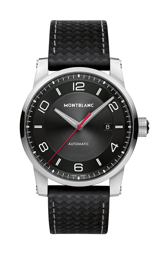 Timewalker Urban  43mm Automatic in Steel on Black Extreme Leather Strap with Black Dial