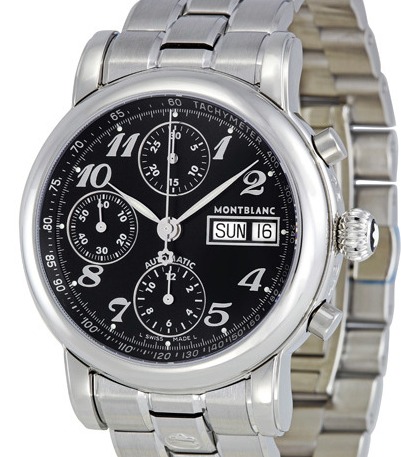 Star XL Mens 38mm Chronograph in Steel On Steel Bracelet with Black Arabic Dial