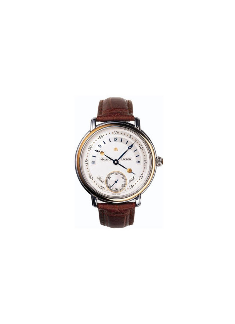 Maurice Lacroix Masterpiece Jour et Nuit 43mm in Steel with Yellow Gold Bezel