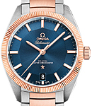 Constellation Globemaster Co-axial Master Chronometer 39mm Automatic in 2-Tone On Steel and Rose Gold Bracelet with Blue Dial