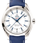 Aqua Terra 150M Co-Axial GMT Mens 43mm Automatic in Titanium On Blue Fabric Strap with White Index Dial
