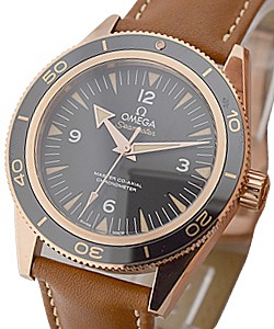 Seamaster 300m Co-Axial  41mm in Rose Gold On Brown Leather Strap with Black Dial