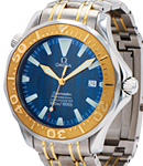 Seamaster 300M Professional Mens 41mm Autopmatic in Steel and Yellow Gold On Steel and Yellow Gold Bracelet with Electric Blue Dial