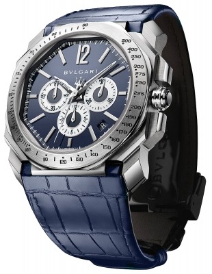 Octo VELOCISSIMO Chronograph Stainless Steel on Strap with Blue Strap