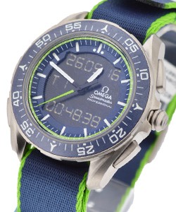 Seamaster Skywalker X-33 Solar Impulse Chronograph in Titanium - Limited Edition On Blue Nato Fabric Strap with Blue Dial - Green Accents