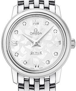 Deville Prestige Ladies 27.4mm Quartz in Steel On Steel Bracelet with Silver Diamond Dial with Butterfly Print