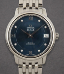 Deville Prestige Ladies 32.7mm Quartz in Steel On Steel Bracelet with Blue Diamond Dial