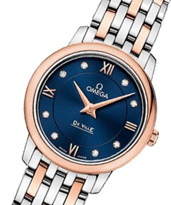 Deville Prestige Quartz in Steel and Rose Gold On Bracelet with Blue Diamond Dial