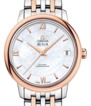 Deville Prestige Co-Axial Mens 32.7mm Automatic in Steel and Rose Gold On Steel and Rose Gold Bracelet with Mother of Pearl Dial - Gold Markers