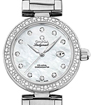 DeVille Ladymatic 34mm Automatic in Steel with Diamond Bezel on Steel Bracelet with White MOP Diamond Dial