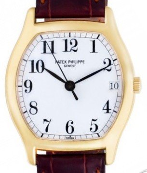 Gondolo Ref 5030J - Yellow Gold on Strap with White Dial with Black Arabics