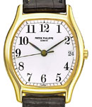 Gondolo Ref 5030J - Yellow Gold on Strap with White Dial with Black Arabics