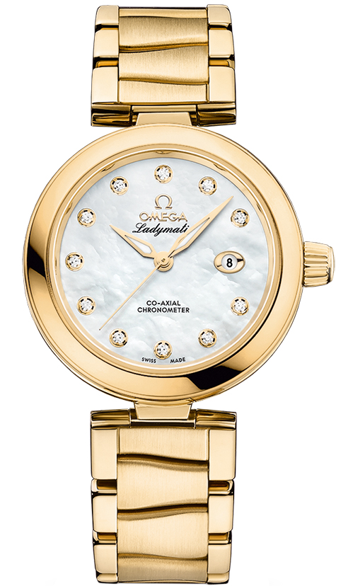 DeVille Ladymatic Ladies 34mm Automatic in Yellow Gold on Yellow Gold Bracelet with White MOP Diamond Dial