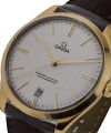 Deville Tresor Mens in Yellow Gold On Brown Crocodile Strap with Silver Opaline Dial