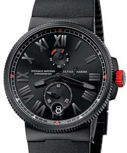 Marine Chronometer 45mm Automatic in Black DLC Steel On Black Rubber Strap with Black Dial