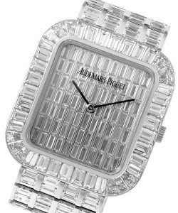 High Jewellery Watches in White Gold with Baguette Diamonds on White Gold with Baguette Diamond Bracelet with Paved Diamond Dial