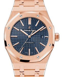 Royal Oak Automatic 41mm Automatic in Rose Gold On Rose Gold Bracelet with Blue Grand Tapisserie Dial