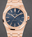 Royal Oak Automatic 41mm Automatic in Rose Gold On Rose Gold Bracelet with Blue Grand Tapisserie Dial