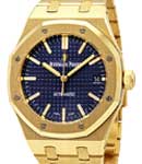 Royal Oak Automatic in Yellow Gold On Yellow Gold Bracelet with Blue Textured Dial