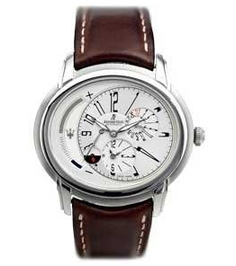 Millenary Maserati  47mm Stainless Steel Bezel  On Brown leather Strap with White Dial