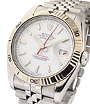 Datejust 36mm Steel with White Gold Turnograph Fluted Bezel on Jubilee Bracelet with White Stick Dial