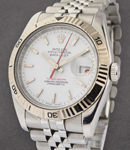 Datejust 36mm Steel with White Gold Turnograph Fluted Bezel on Jubilee Bracelet with White Stick Dial